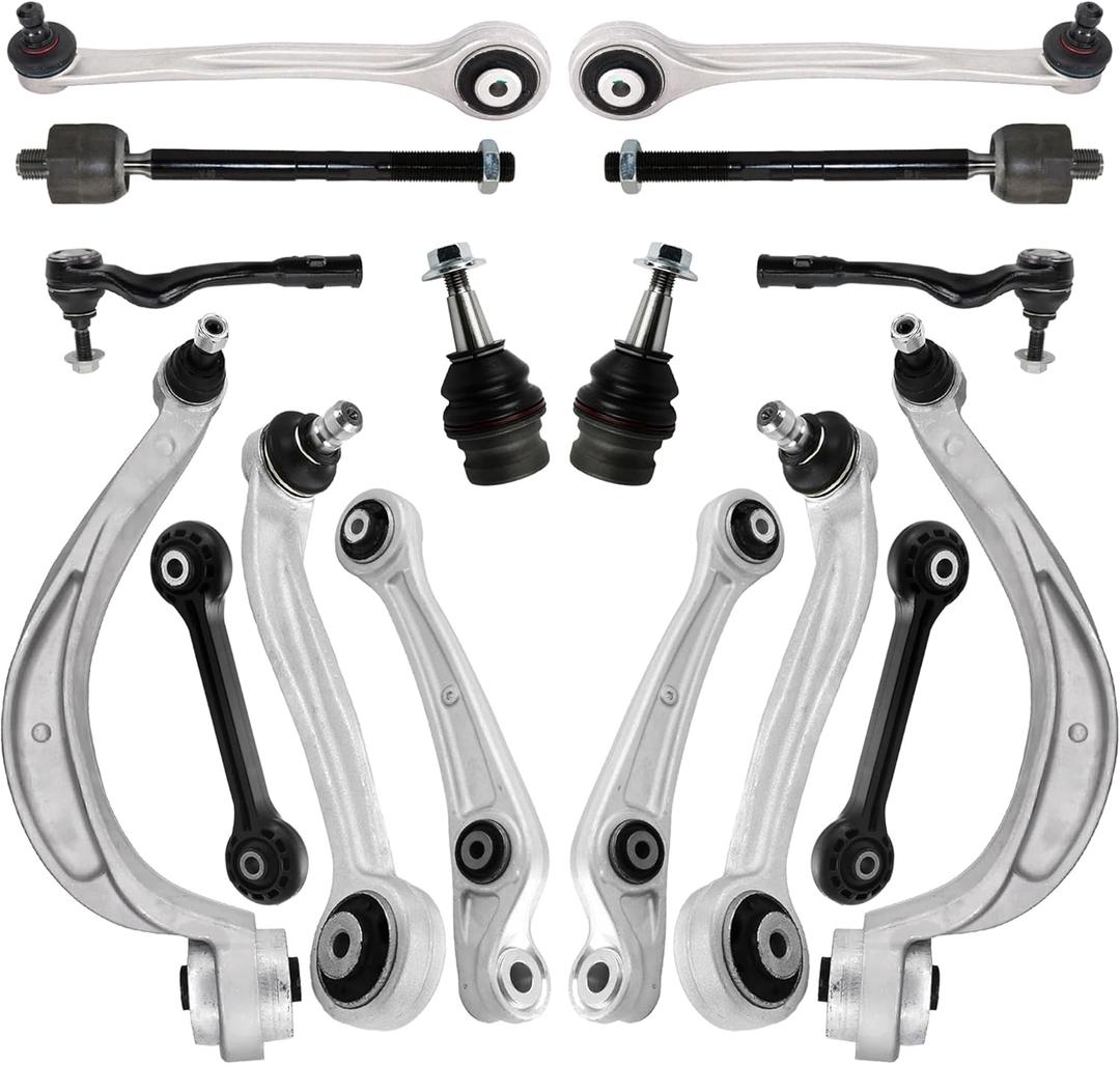 Front Upper and Lower Control Arm Compatible With Audi 2011 A4 A5 S4 Q5 Suspension Control Arm Kit, Sway Bar Link Front, Ball Joints, Inner and Outer Tie Rod Ends