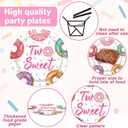 ZOIIWA 98 Pieces Two Sweet Donut Birthday Party Supplies for 24 Guests Girls Donut Tableware Set Baby Girl 2nd Birthday Paper Plates Napkins Tablecloth Decorations Table Cover Dinnerware Party Favors