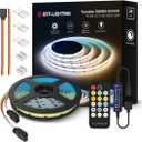 BTF-LIGHTING FCOB COB CCT 24V Kit Flexible High Density 24FT RF Dimmable Controller Tunable Color Temperture 3000K-6000K CRI 90+ LED Strip for Bedroom Kitchen Under Cabinet Indoor with DC24V Adapter