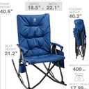 EVER ADVANCED Oversized Folding Rocking Camping Chair, Padded Portable Rocker Chair for Patio, Lawn and Outdoors, Heavy Duty Hard Armchair for Adults Supports 400lbs, Blue, 38.58 x 25 x 40.55 inches
