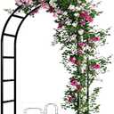 Adorox 7.5ft Garden Arch Trellis for Climbing Plants, Metal Arch Frame, Pumpkin Archway Outdoor Garden Arbors and Arches for Halloween Christmas Birthday Party Baby Shower Decoration(Black)