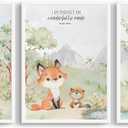 3Pcs Woodland Animal Christian Wall Art Kids Room Bible Verses Canvas Wall Decor Wild Animals Posters Prints Baby Forest Nursery Paintings Pictures Fox Bear Deer Watercolor Artwork 12x16in Unframed (12L" x 16W")