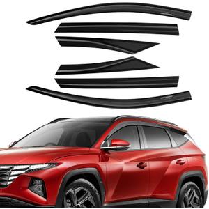 Rain Guards Compatible with Hyundai Tucson 2022 2023 2024 2025 2026, Tape-On Side Window Wind Deflectors & Visors Out-Channel 2022-2026 Tucson Rain Guard Black - 6 PCS
