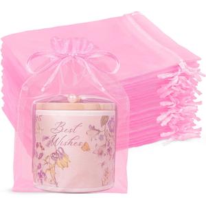 Crweety 100 Pcs Pink Organza Bags 6x9 Inches, Large Mesh Gift Bags Drawstringfor Crafts Soap Candy, Jewelry Treat Mesh Bag Drawstring for Easter Gifts Wedding Party Favors Baby Shower