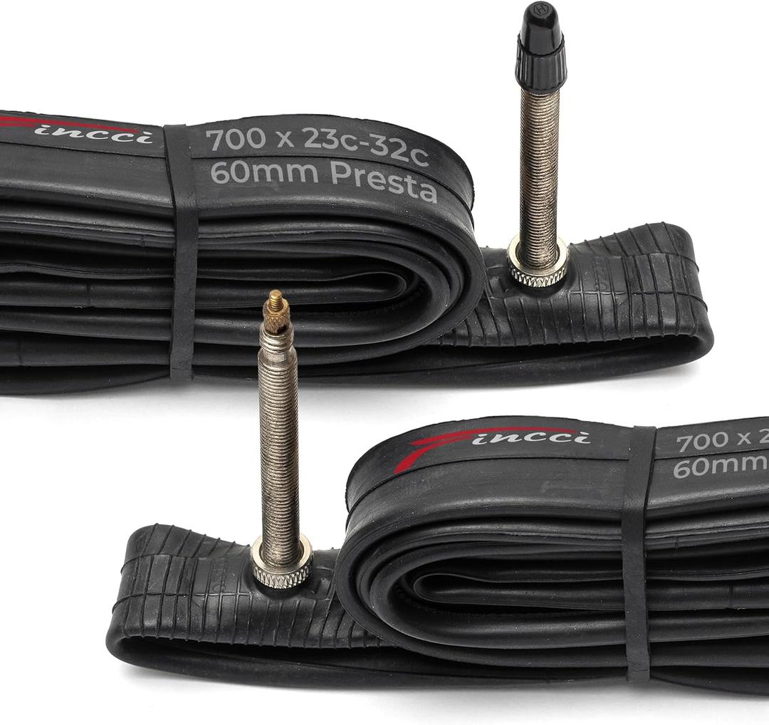 Fincci Pack Inner Tubes 700c x 18c - 25c - 32c with 60mm Presta Valve - 700c Bike Tube for Gravel, Race, Road Touring, Hybrid Bicycle, Bicicleta de Carrera - 28 inch Bike Tubes Butyl Rubber Wheels 622