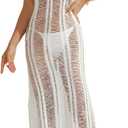 Bsubseach Crochet Cover Up for Women Knit Swimsuit Coverups Hollow Out Sleeveless Swim Coverup Summer Beach Dress (White)