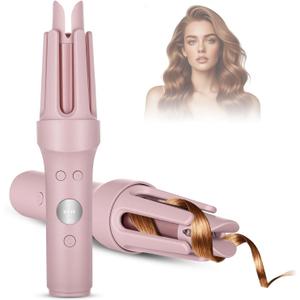 Auto Hair Curler, 32mm/1.26in Cordless Hair Curler, Automatic Curling Iron with 3 Temperature Settings, Anti Rotating Curling Wand for Hair Styling (Pinkish)
