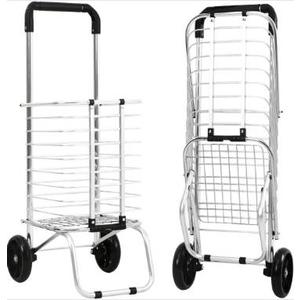 Folding Shopping Hand Truck w/Wheels, Aluminum Steel Grocery Cart Laund
