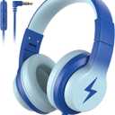 Kids Wired Headphones for Kids with Microphone, 85/94dB Volume Limiter Headphones for Girls Boys, Light Blue