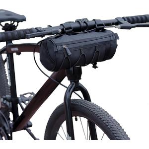 2.5L Bike Handlebar Bag, Waterproof Bicycle Accessories, Bike Frame Front Pouch with Zipper and Shoulder Strap