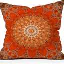 Society6 Indoor Home Decor by Sheila Wenzel-Ganny Throw Pillow, 16"x16", Detailed Orange Boho Mandala