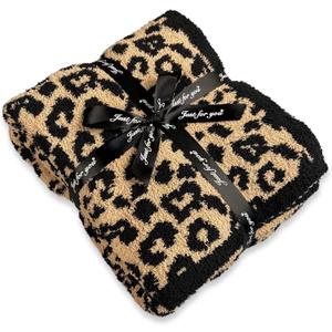 Fluffy Leopard Knitted Throw Blanket for Couch Lightweight Soft Plush Fluffy Warm Cozy -50x60inch,Perfect for Bed, Sofa,Leopard