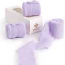 Meedee Lavender Chiffon Ribbon 2 Inch Fringe Chiffon Ribbon Light Purple Ribbons for Crafts Silk Chiffon Ribbons for Gift Wrapping Wedding Invitation, Bridal Bouquet (3 Rolls 21 Yards)