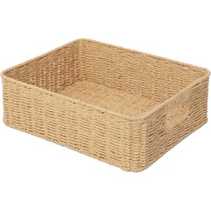 Rectangular Woven Paper Rope Storage Baskets for Shelves(Desert)
