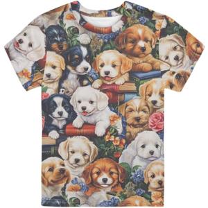 WELLFLYHOM Kids Tshirts Girls Boys Short Sleeve Crewneck Tees Shirts Casual Sport Pullover Tops Size 3-16 Years