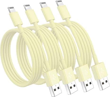 4 Pack [Apple MFi Certified] Apple Charging Cables 10ft, iPhone Chargers Lightning Cable 10 Foot, Fast iPhone Charging Cord for iPhone 12/11/11Pro/11Max/ X/XS/XR/XS Max/8/7, ipad(Yellow)