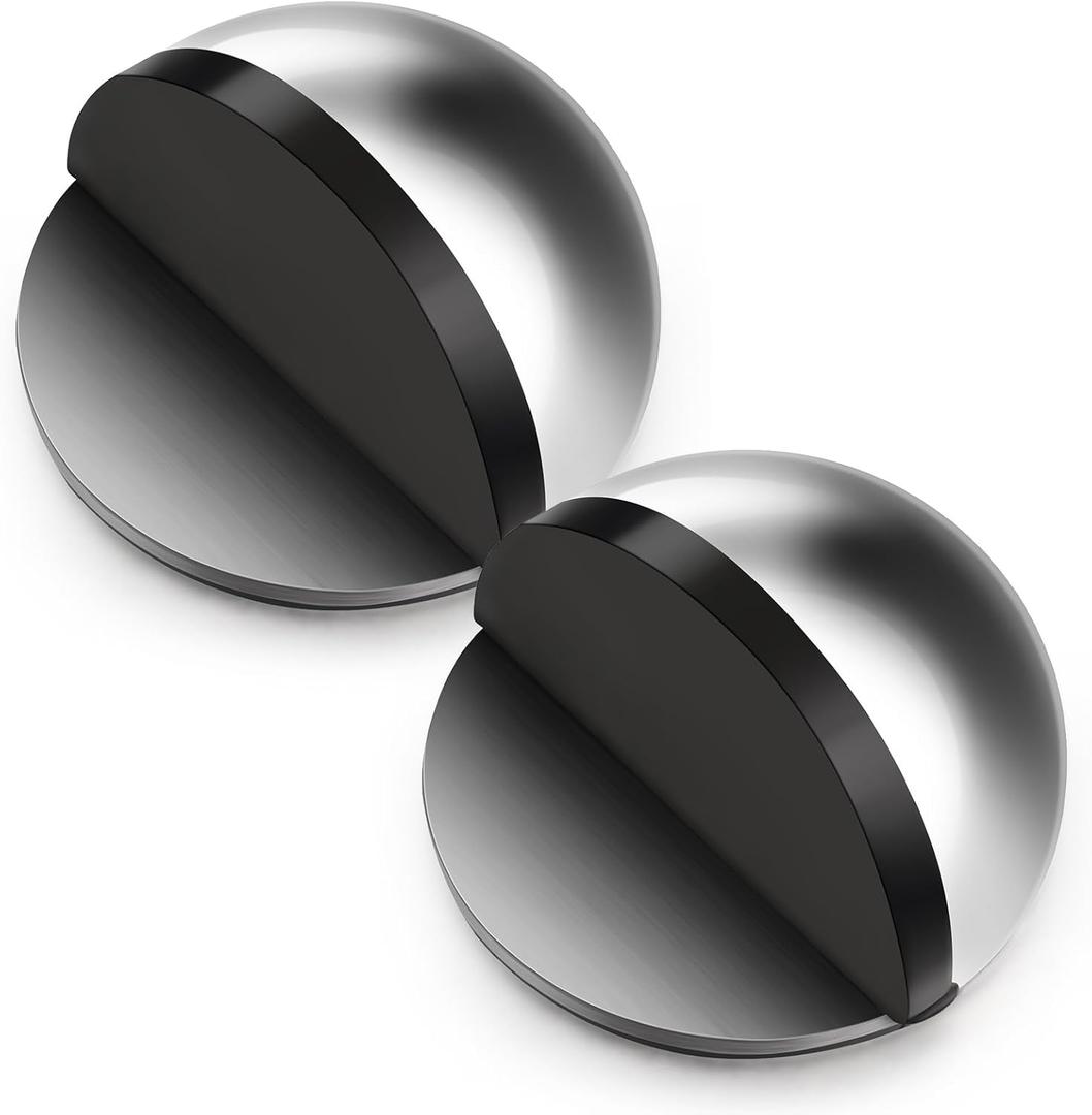 2 Pcs Self Adhesive Door Stoppers, Stainless Steel Floor Door Stop Wall Protector, Half Dome Floor Gate Stopper for Living Room, Bedroom, Bathroom, Office (Bright)