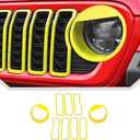 JeCar 9pcs Yellow Angry Bird Style Headlight Covers & Grill Inserts Trim Kit for 2024 2025+ Jeep Wrangler JL JLU Gladiator JT