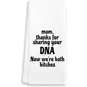 2 x Thanks for Sharing Your DNA - Funny Decorative Kitchen Towel 16"x24" – Hand Towel for Mom’s Bathroom, Gifts for Mother's Day, Birthday, Christmas, etc.(006)