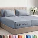 Extra Deep Split King Sheet Set - 7 Piece Breathable and Cooling Sheets - Hotel Luxury Bedding for Women, Men, Kids & Teens - Secure Fit - Soft and Wrinkle Free - Extra Deep Pockets - Heathered Blue