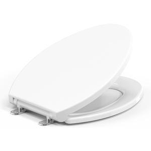 Plus Toilet Seat Elongated, Soft Close Toilet Seat, No-Slam, Magnetic Quick-Release Easy Clean, Easy Installation, SecureGrip Bumpers, Wobble-Free, Adjustable Fit, Plastic, White