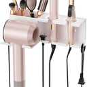 Hair Dryer Holder, Hair Tool Organizer, Blow Dryer Hanger Wall Mount for Dryer Hook, Bathroom Space-Saving Blow Dryer Organizer, Curling Irons Storage Wall Mounted White