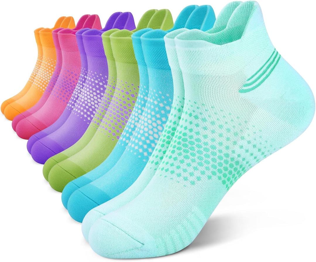 PAPLUS Ankle Compression Socks for Women 6 Pairs, Running Socks with Heel Tab, Cushioned Low Cut Athletic Socks, Size: Large-X-Large