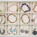 Stratalife Velvet Jewelry Organizer Stackable Earrings Organizer 12 Grid Bracelet Organizer Jewelry Drawer Organizer Jewelry Holder Display for Earring Necklace Women Girls Beige