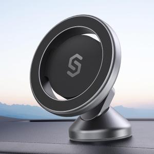 SYNCWIRE for MagSafe Car Mount - 360 Rotation Magnetic Phone Holder for Car Dashboard, Strong Magnets Car Phone Holder Mount Compatible iPhone 16 Pro Max 15 14 13 12,Samsung - MagSafe Car Accessories