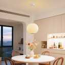 Globe Silk Pendant Light 10in Small, White Imitation Silk Shade