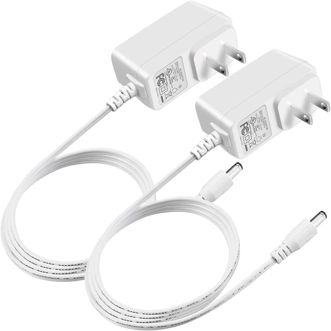 12V 1A AC Adapter Charger, Regulated 12 Volt 1000mA Power Supply Cord for for ED Strip Light, CCTV Camera, BT Speaker, GPS, Webcam, Router, DC12V Transformer, UL Listed 2-Pack White