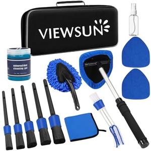 Viewsun Windshield Cleaner Tool, 14Pcs Car Interior Cleaning Kit, Car Detailing Kit Interior Cleaner, Car Detailing Brushes, Car Cleaning Gel, Inside Cleaning Supplies Accessories for Women Men