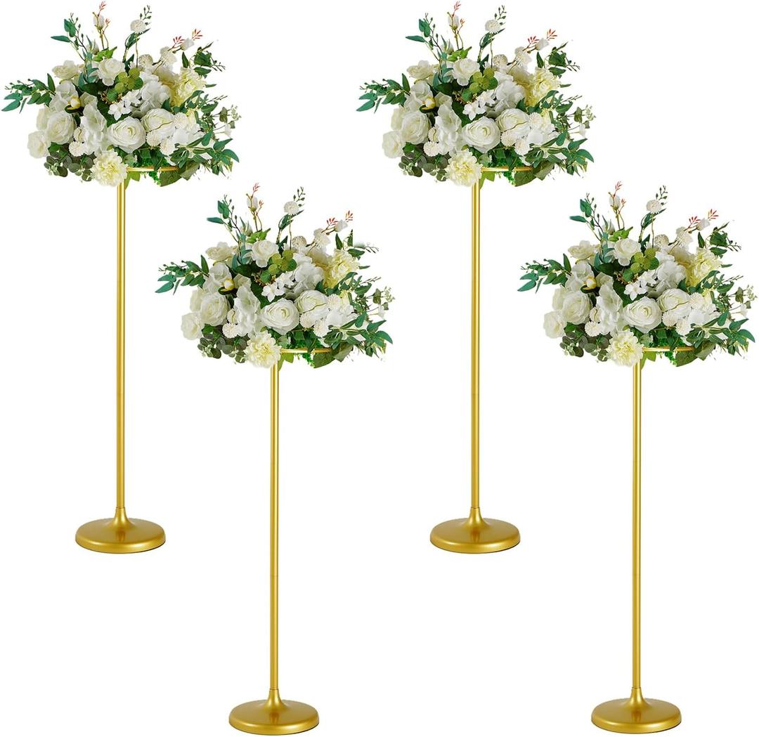 4pcs Tall Wedding Flower Stand 39.4" Wedding Centerpieces for Tables Gold Centerpieces Metal Flower Floor Vase for Party Event Wedding Reception