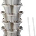 Strawberry Vertical Planter GardenTower, 5 Tiered Stackable Planter with Support Pole, Stacking Herb Vegetable Planters Indoor and Outdoor - Light Grey