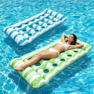 2-Pack Inflatable Pool Floats Mat for Teens, Large Pool Floaties for Adults Size with Headrest, Sun Tanning Raft Lake Beach Swimming Pool Party Floating Lounge (Blue-Green)