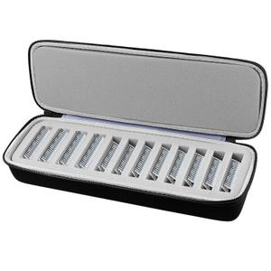 Comecase Grooming Clipper Blade Case Holder Organizer - Hard Travel Carrying Storage Holds 12 Blades - Upgrade (Black+Grey Inside)