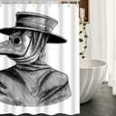 AOYEGO Plague Doctor Shower Curtain with Hooks Vintage Engraving Style Isolate Portrait Sketch Fabric Shower Curtain Decorative 60x72 Inch Polyester for Bathrooms Bathtubs Farmhouse