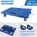 4 Pack Furniture Dolly 4 Wheels Upgraded Dollies Connectable with 4 Wheels Small Flat Dolly Cart with 500 LBS Capacity for Heavy Appliance, Blue
