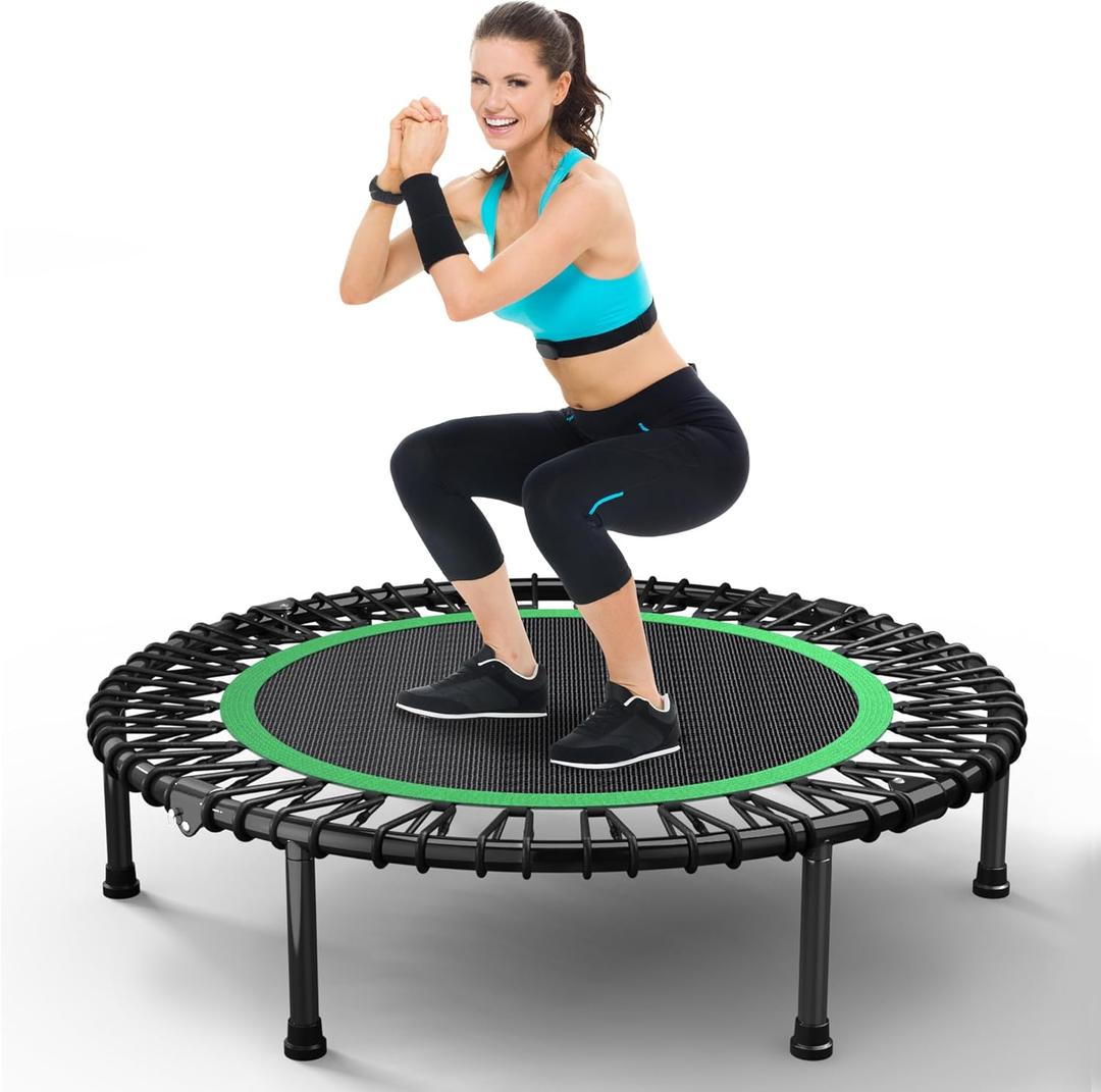 HYD-Parts 40"/48 Rebounder Trampoline for Adults with Bungee Cords, Portable Fitness Exercise Mini Trampoline, Small Rebounder Indoor/Outdoor, Quiet Workout Equipment, 450lbs/550lbs
