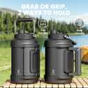 1 Gallon Insulated Water Bottle for Sports: Meoky 128 oz Triple Wall Vacuum Stainless Steel Water Jug - Top and Side Handles, Cold for 48 Hrs, 2-in-1 Straw and Spout Lid, Leak Proof for Hiking (Night)