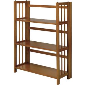Casual Home 3-Shelf Stackable 27.5" Wide-Chestnut fold Bookcase