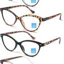 HEEYYOK 0.75 Reading Glasses For Women Small face Cateye Readers for Women Cheaters Reading Glasses Blue Light Blocking Womens Reader