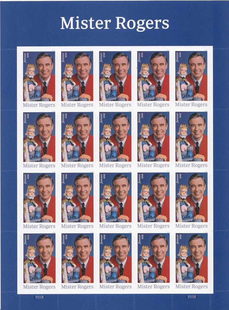 USPS Mister Mr. Rogers one Sheet of 20 Forever USPS Postage Stamp Celebration Children Party