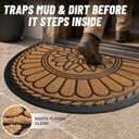 Half Round Door Mat, Non-Slip Welcome Entrance Way Mat, Durable Rubber Mats, Low-Profile Heavy Duty Doormat, Half Circle Mats for Garage, Patio, High Traffic Areas, 23.5" x 35.5", Yellow