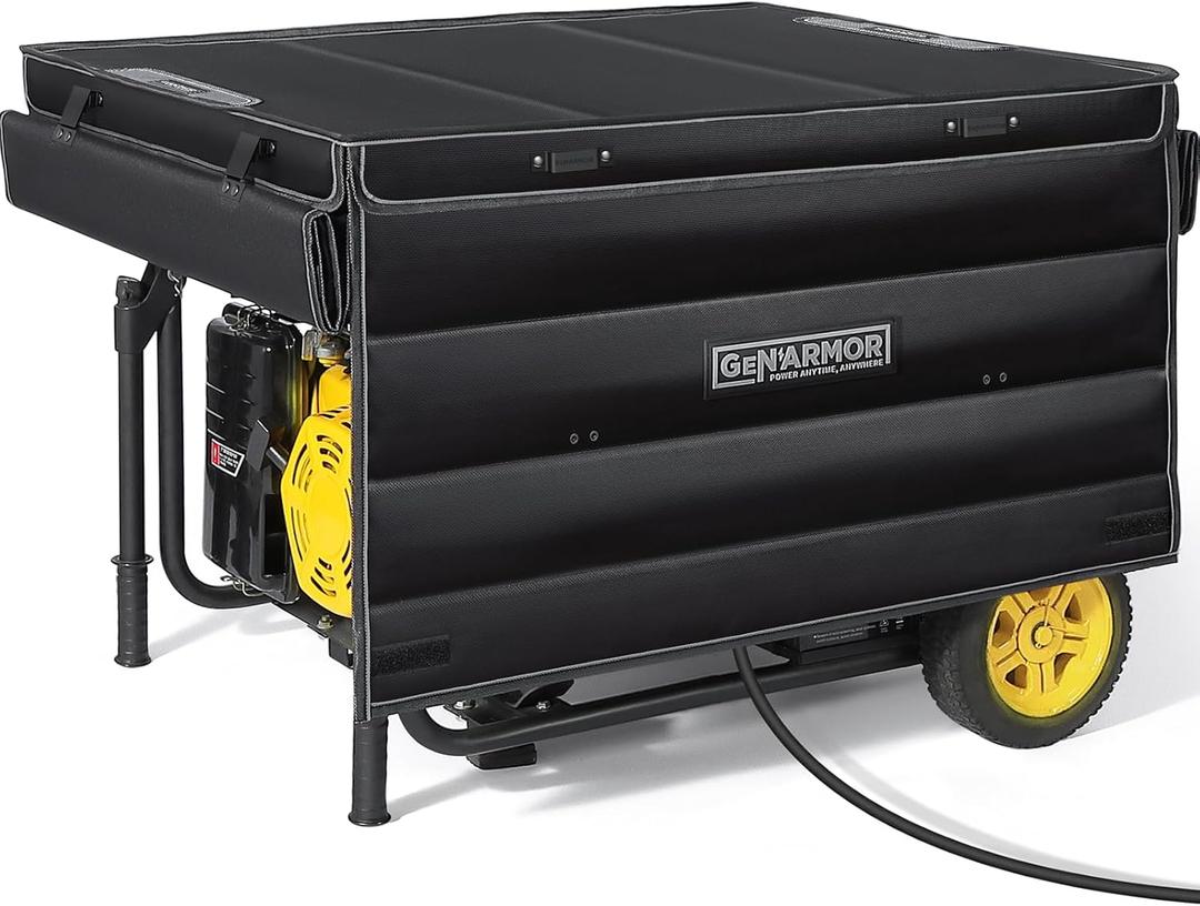 GenArmor Generator Covers While Running, 100% Waterproof Heavy Duty Tarps Generator Tent, Portable Outdoor Generator Enclosure for Most 4000w~13000w Generators, Black (Standard Version)