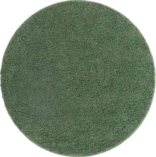 4 Ft Round Green fluffy rug
