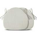 Dining Chair Cushions Set of 2, High-Resilience Foam Windsor Seat Pads, Kitchen Chair Cushions with Ties & Textured Cover, 2 Pack, 16.5 x 15.5 x 2, Off White