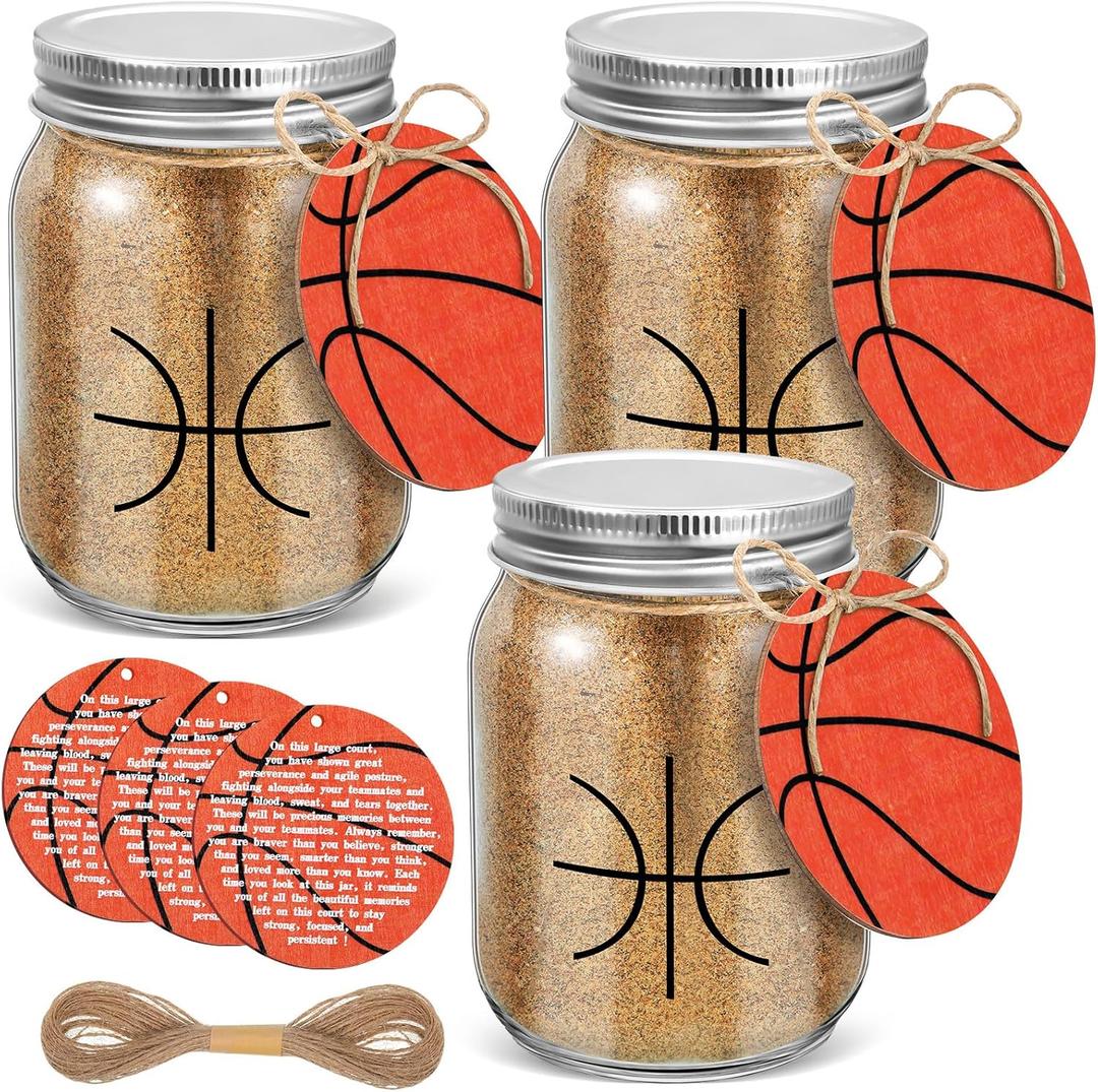 3 Pack Basketball Senior Night Gifts 2025 Senior Night Basketball Gifts Dirt Jar Sport Printed Jar for Team Coach Player Sport Party Favors