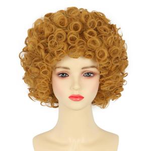 yuehong Short Curly Orange Yellow Women Wig Adult Anime Cosplay Costume Wig Soft Breathable Heat Resistant Synthetic Fibers Hair