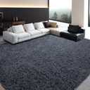 HOMBYS Fluffy Area Rug 12x15 ft for Living Room, Large Soft Shaggy Faux Fur Carpet for Bedroom, Non-Skid Plush Fuzzy Rug for Kids Playroom Home Decor, Dark Grey